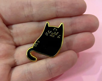 Cat Hard Enamel Pin - Black - Best Friend - Pin Badge - Cute- Cats