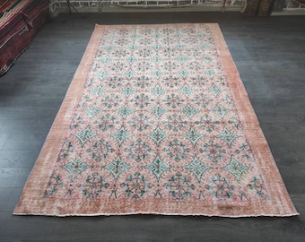 Door mat rug 5.9x4.2 ft  turkish  rug Entryway rug Handmade rug 234 Oushak rug Vintage rug Bohemian rug Faded color area  rug