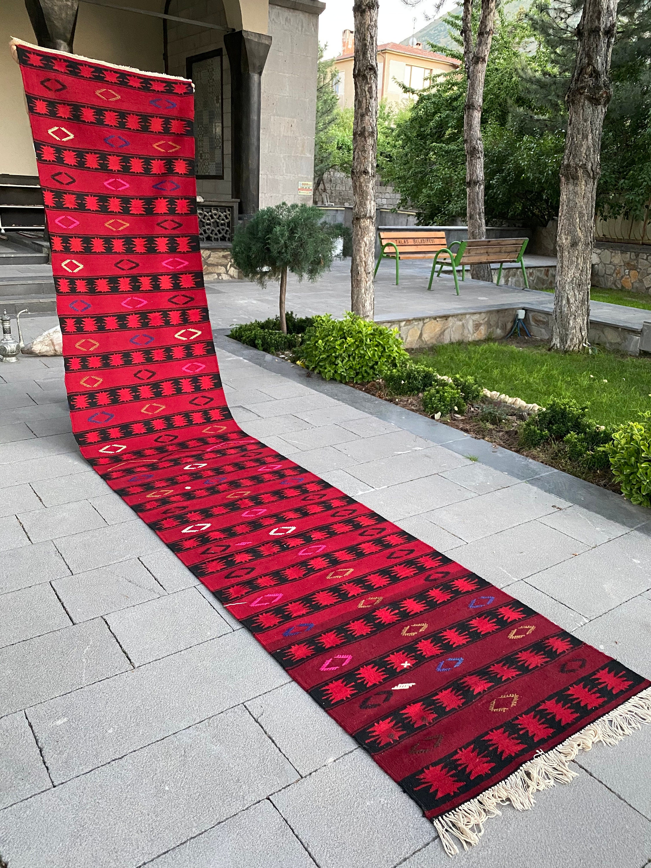 Red Runner Rug Long Runner Rug Vintage Runner Rug Hallway Etsy