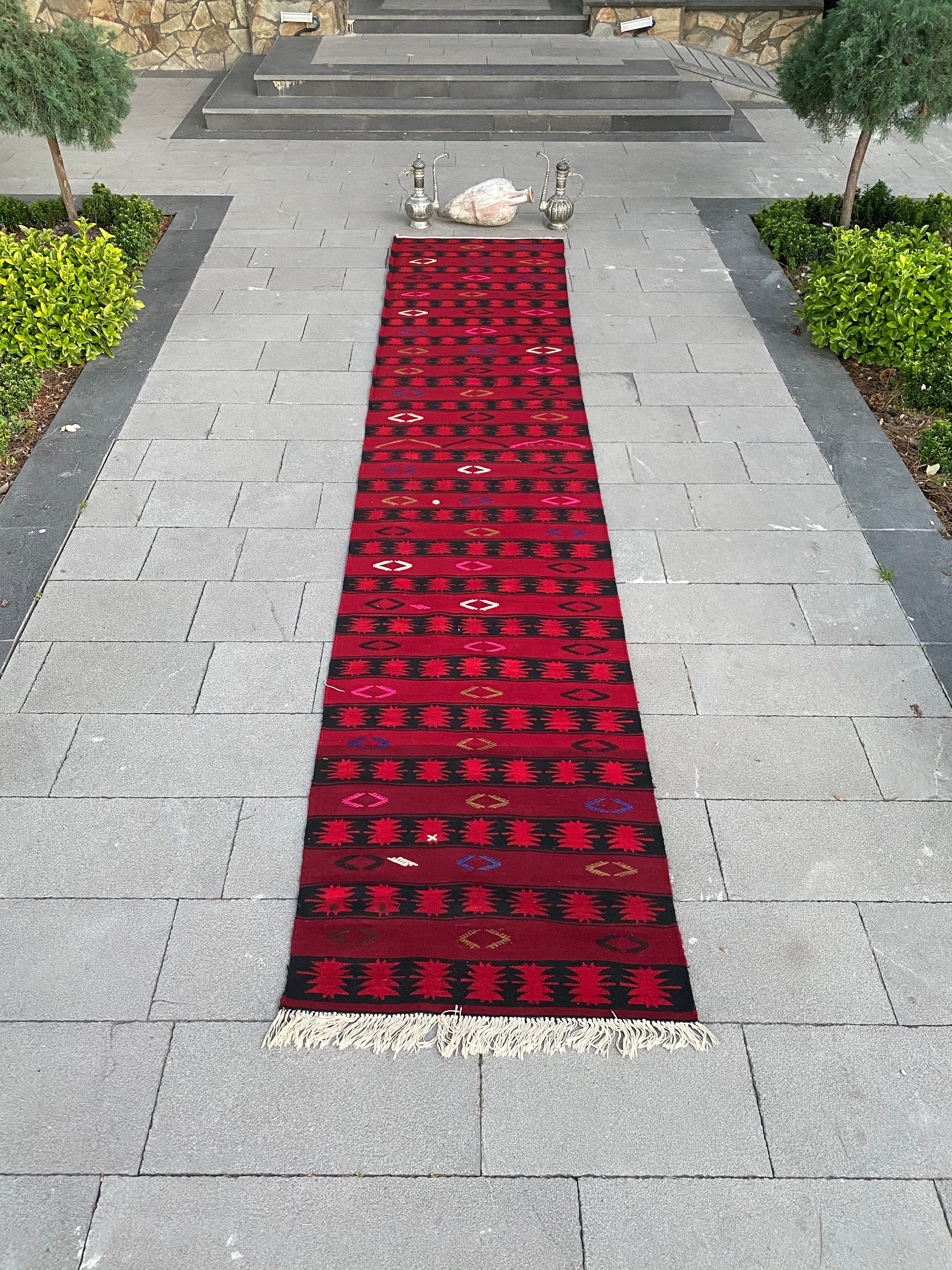 Red Runner Rug Long Runner Rug Vintage Runner Rug Hallway Etsy