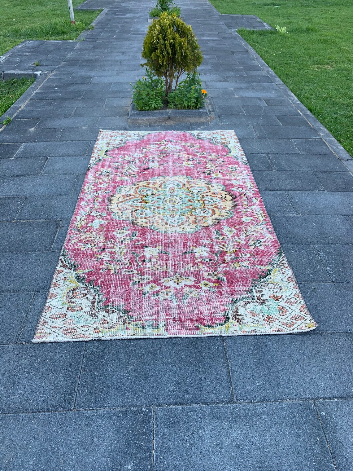 Pink Turkish Rug Vintage Turkish Rug Handmade Rug Antique Etsy