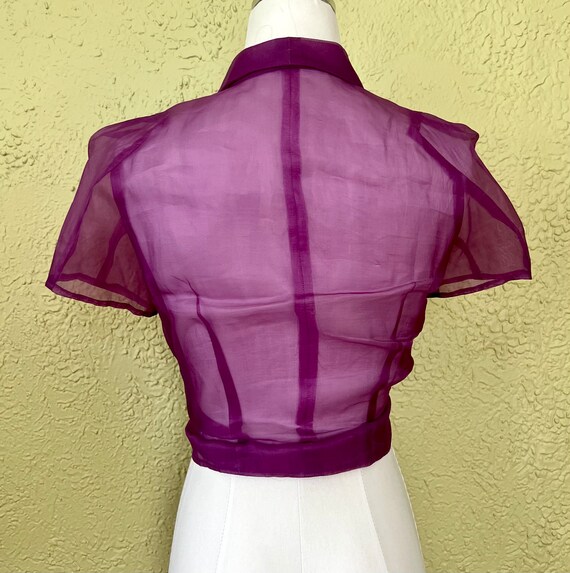 Vintage Early 90s Handmade Sheer Purple Blouse (1… - image 4