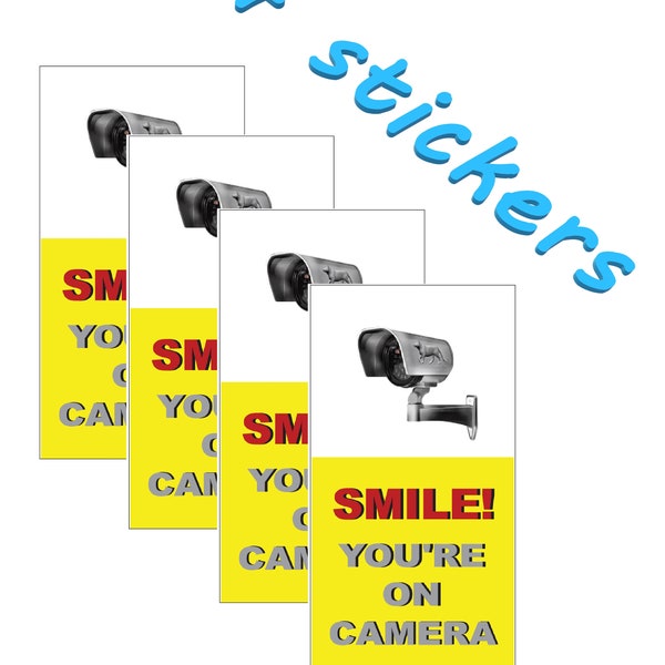 Garage door sticker , camera sticker  " Smile you're on camera "  Beware camera sticker, Home security sticker , Business security sticker