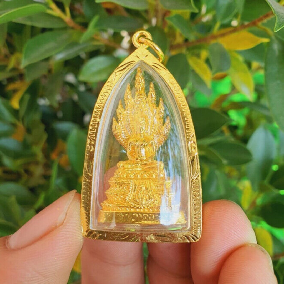 Phra Buddha Naga Statue LP Sod Gold Micron Case Pendant Thai Etsy