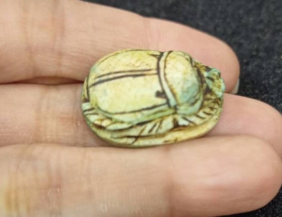 Real Ancient Faience Scarab Intaglio Egyptian hier