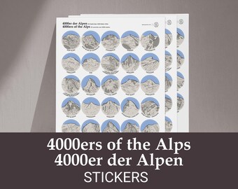 4000er der Alpen | 4000ers of the Alps | Sticker 25x34cm x 2 sheets | 82 summits