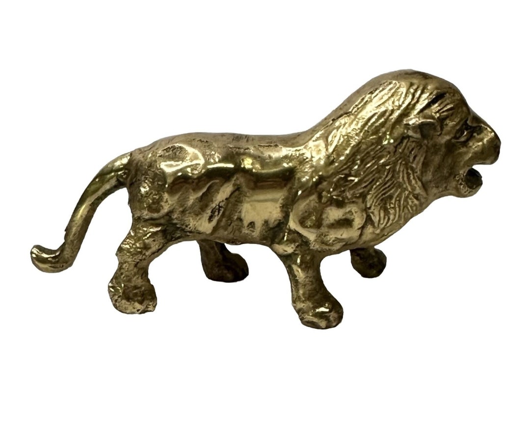Vintage Mid Century Modern MCM Solid Brass Lion Sculpture Statue ...