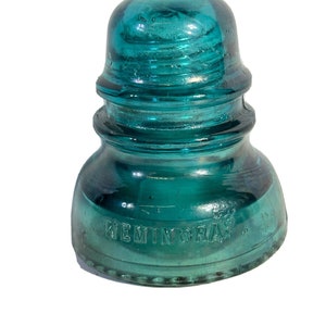 Antique Embossed Hemingray No 40 Blue Green Glass Insulator