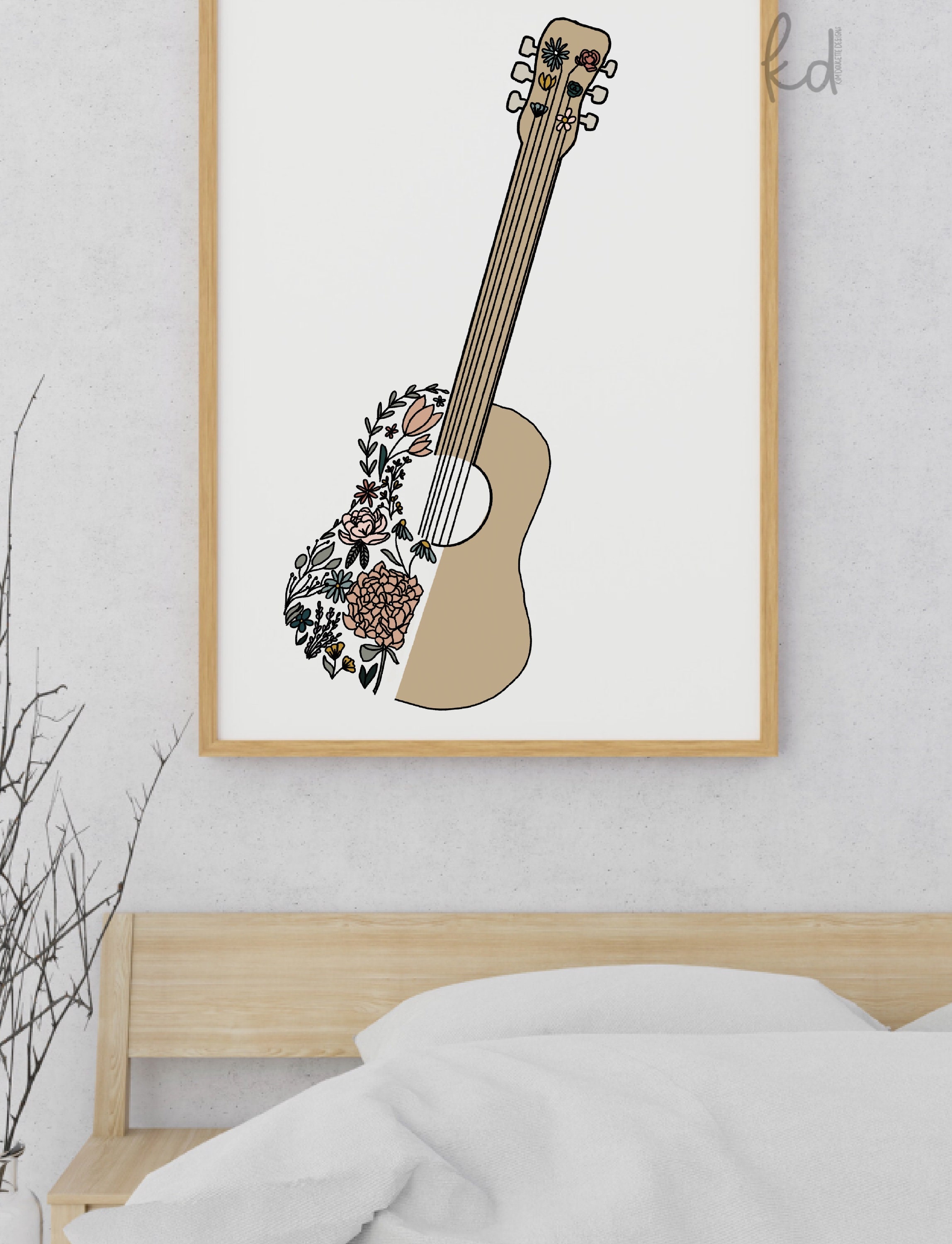 Gitarren Wandkunst Wanddekoration Musikzimmer Indie Raum | Etsy