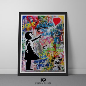 Banksy Wall Art |  Banksy Girl With Heart Balloon Street Art | There Is Still Hope | Printed on Premium Art Paper | Urban Graffiti Art