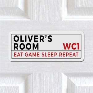 Personalised Room Sign | Any Name | London Street Plaque | Metal Door Sign | Kids Bedroom | Boys Girls Room Custom Sign | Son Daughter Gift