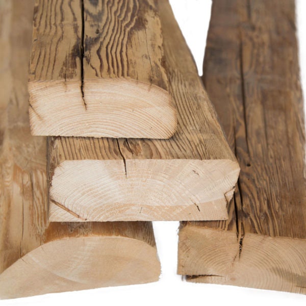 Hand-chopped reclaimed wood beams - HalfBeams