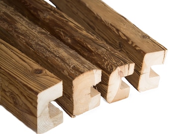 Hand-chopped reclaimed wood beams - BoxBeam