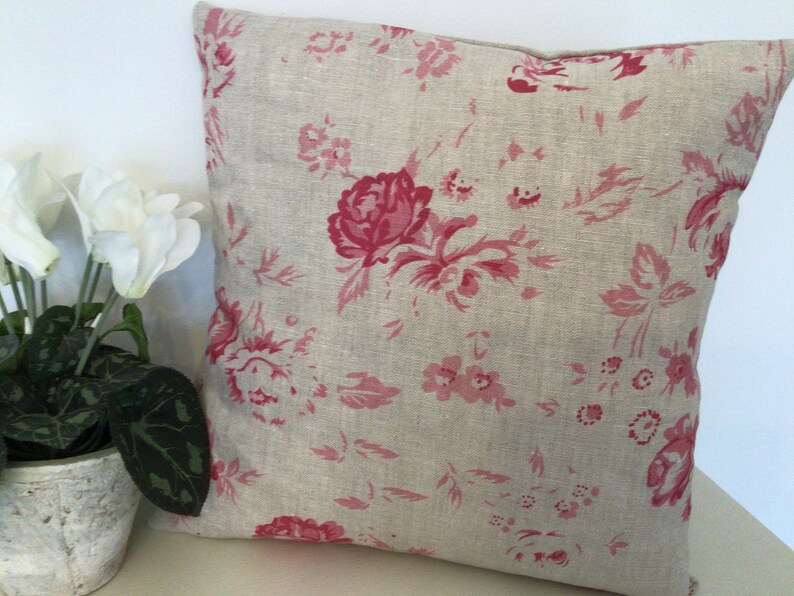 Peony and Sage Linen Cushion Cover in Charlotte Grande Cherry Etsy UK