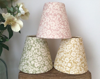 Candle Clip Lampshade made in Peony and Sage Gree Sugarplum organic cotton, small lampshade, floral lampshade