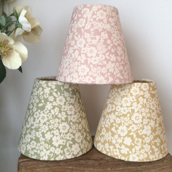 Candle Clip Lampshade made in Peony and Sage Gree Sugarplum organic cotton, small lampshade, floral lampshade