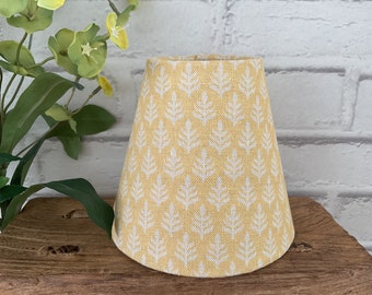 Peony and Sage Vhari Linen candle clip lampshade in Saffron