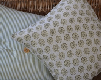 Peony and Sage Sameera in Olive Cushion cover linen gorgeous stripe reverse