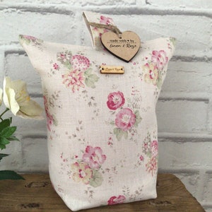 Peony and Sage linen Doorstop, Pretty floral doorstop in Sweet Pea