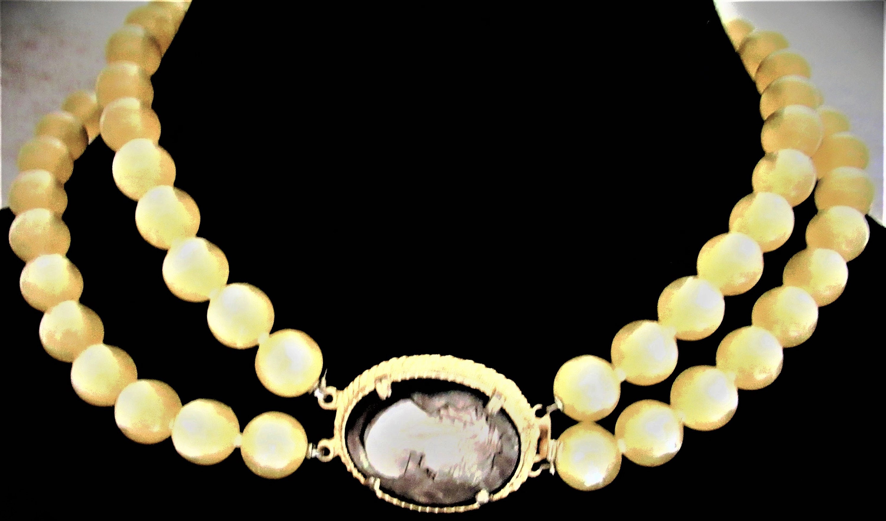 Vintage Mother of Pearl Cameo Choker Necklace Etsy
