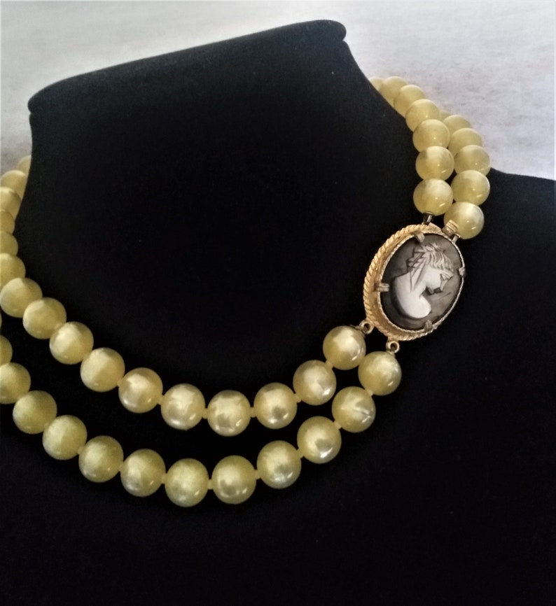 Vintage Mother of Pearl Cameo Choker Necklace Etsy