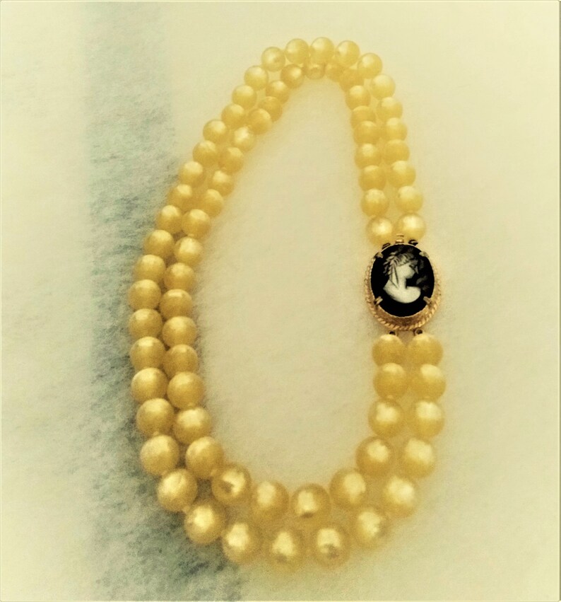 Vintage Mother of Pearl Cameo Choker Necklace Etsy