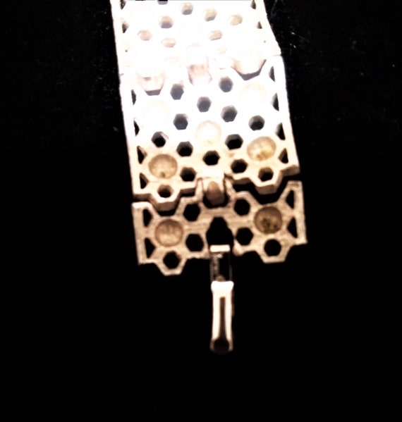 Crown Trifari Silver Tone Linked Panels Bracelet,… - image 9