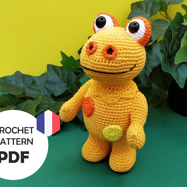 Patron de Gentil dinosaure au crochet, amigurumi inspiré de Casimir de l'île aux enfants