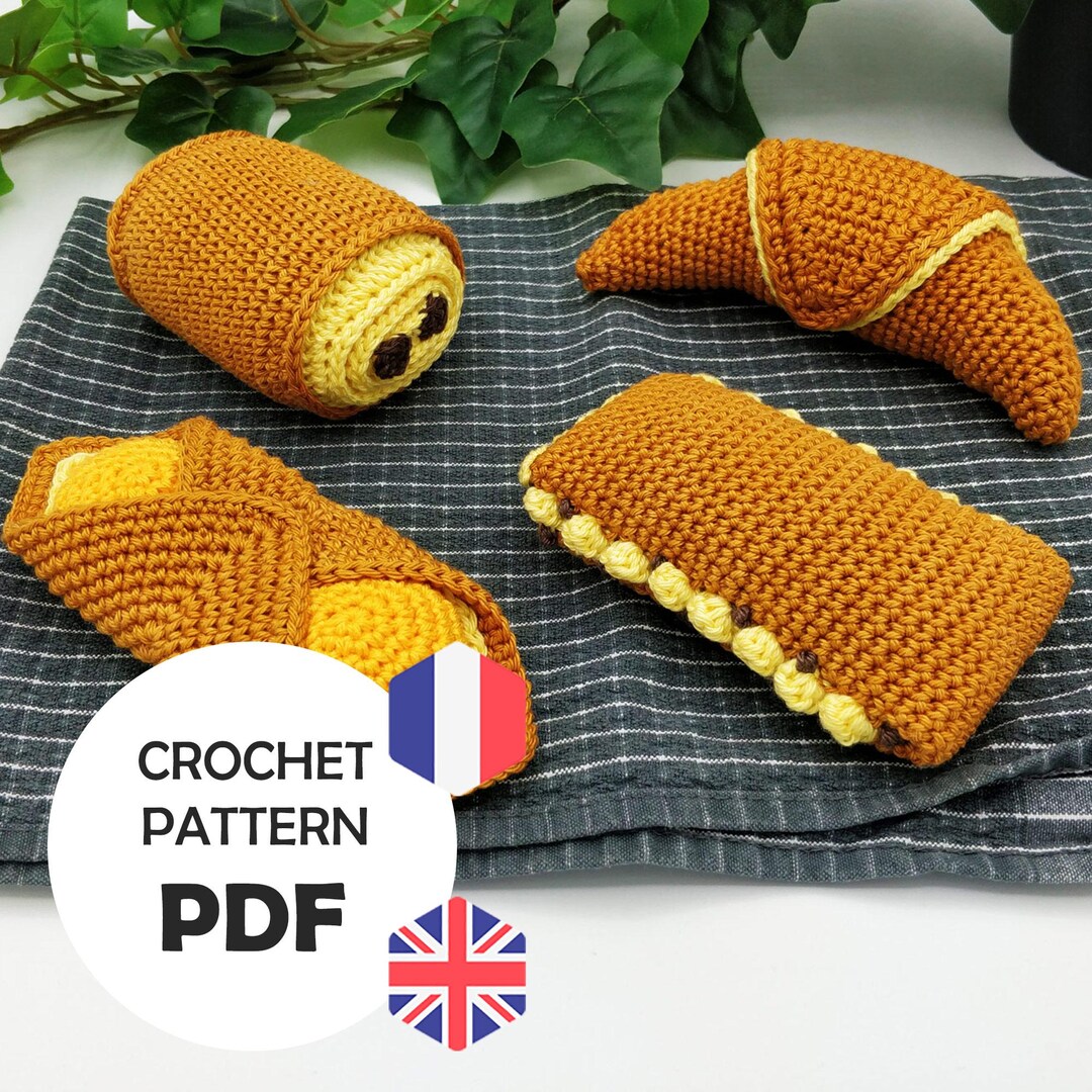 Crochet Viennese Pastry Pattern (PDF FR/ENG), Croissant, Chocolatine or ...