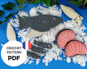 Lalu's Dinette - Chez le Poissonnier (PDF crochet pattern) - At the fish seller (crochet pattern)