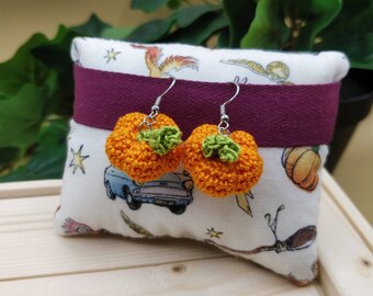 Crochet Pumpkin Earrings - Crochet Pumpkin Earrings