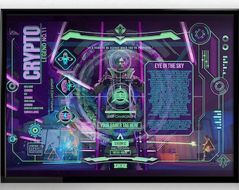Digital Apex Legends CRYPTO Downloadable Customizable Art Poster 11x17 ratio, Add gamer Tag, Apex legends cosplay