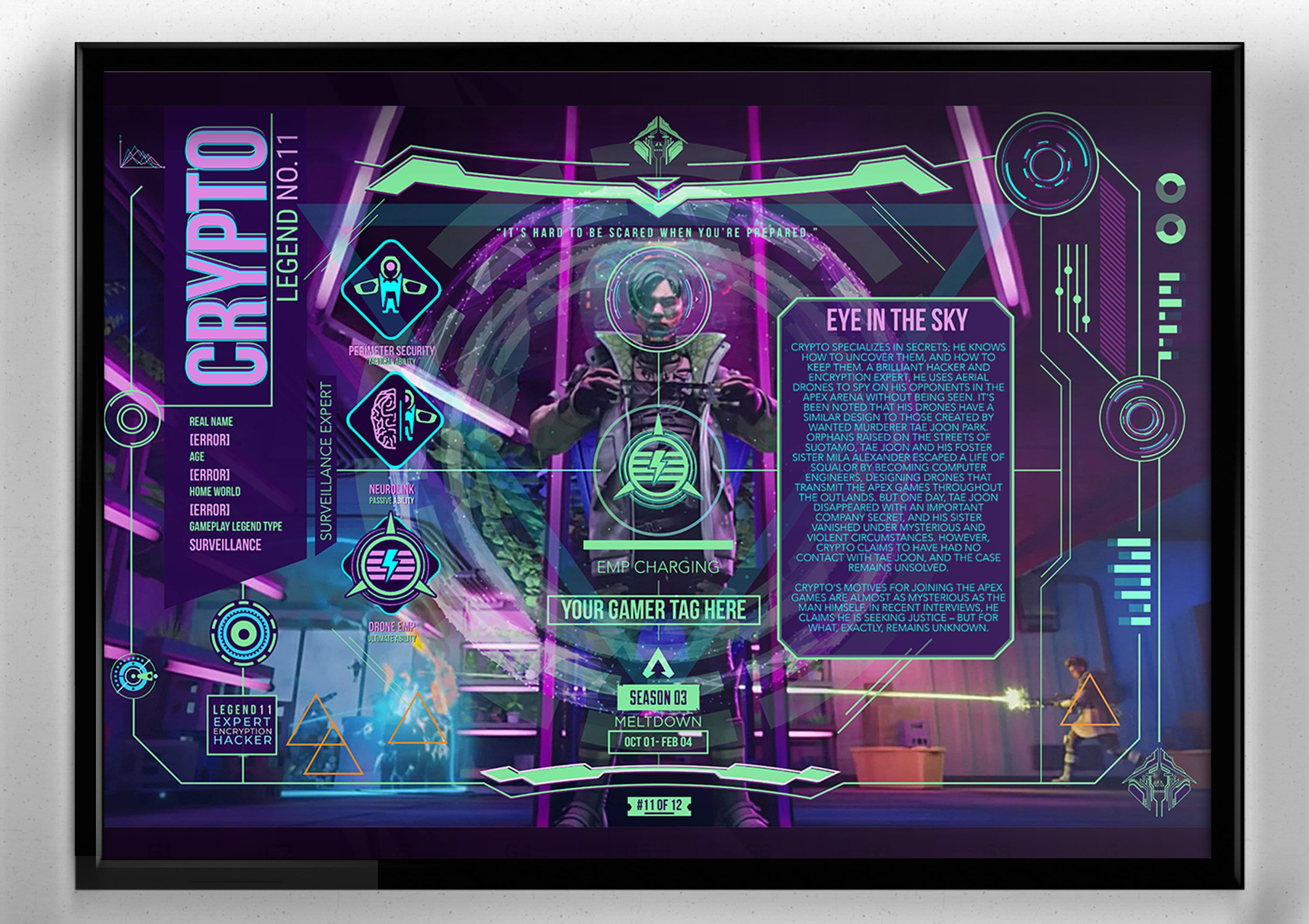 Digital Apex Legends CRYPTO Herunterladbare, anpassbare Kunstposter im  Verhältnis 11x17, Gamer-Tag hinzufügen, Apex Legends Cosplay - Etsy.de