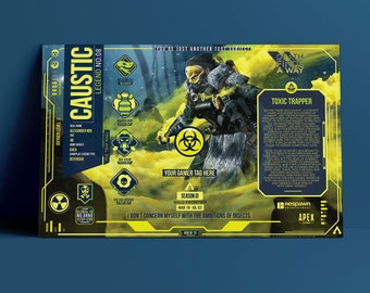 Digital Apex Legends Caustic Downloadable Customizable Art Poster 11x17 ratio, Add gamer Tag, Apex legends cosplay
