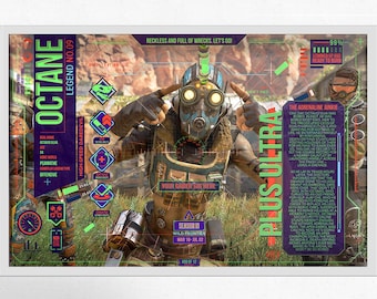 Digital Apex Legends OCTANE Downloadable Customizable Art Poster 11x17 ratio, Add gamer Tag, Apex legends cosplay