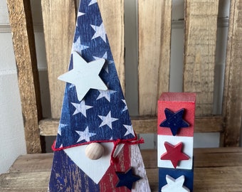 Patriotic USA gnome for tier tray decor , perfect for summer parties or home mantel accent