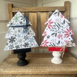 Country Christmas tree decor for winter mantel display. The perfect handmade accent or as a gift.