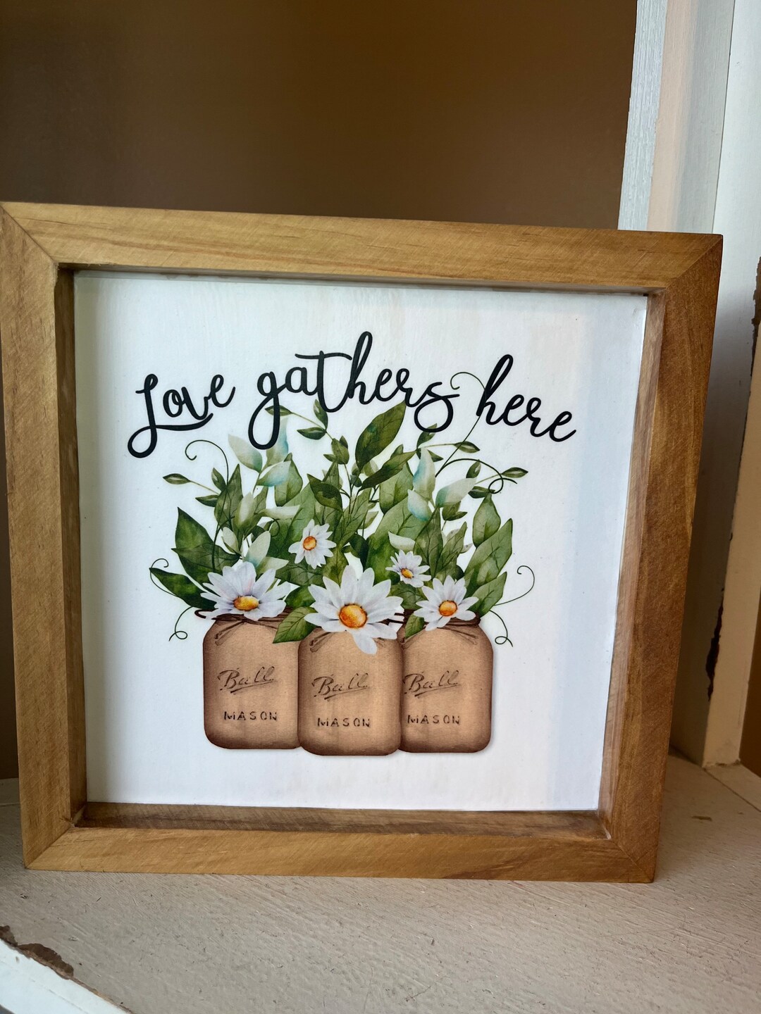 Farmhouse Flowers Love Wall Decor Country Kitchen Gathers Sign for Home