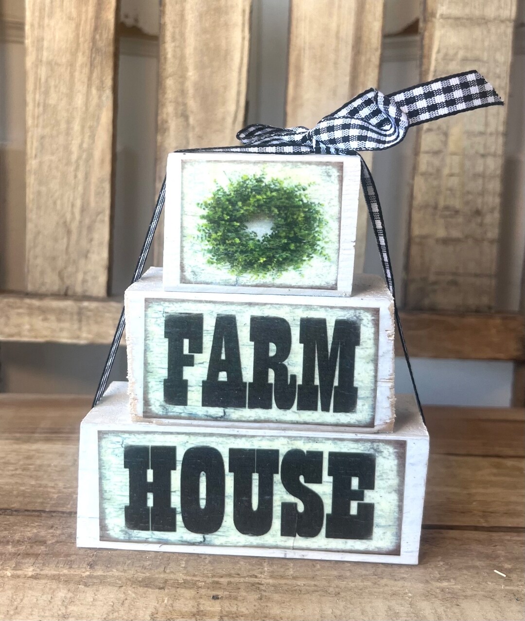 Farmhouse Block Tier Tray Decor | Rustic Farm Stacking Blocks for ...