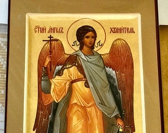 Icon of the Guardian Angel. Icon for the temple. Wall decoration. Icon as a gift. Eco-friendly materials. Christian Art