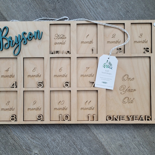 Personalized Baby's Monthly Picture Frame - newborn to one year old