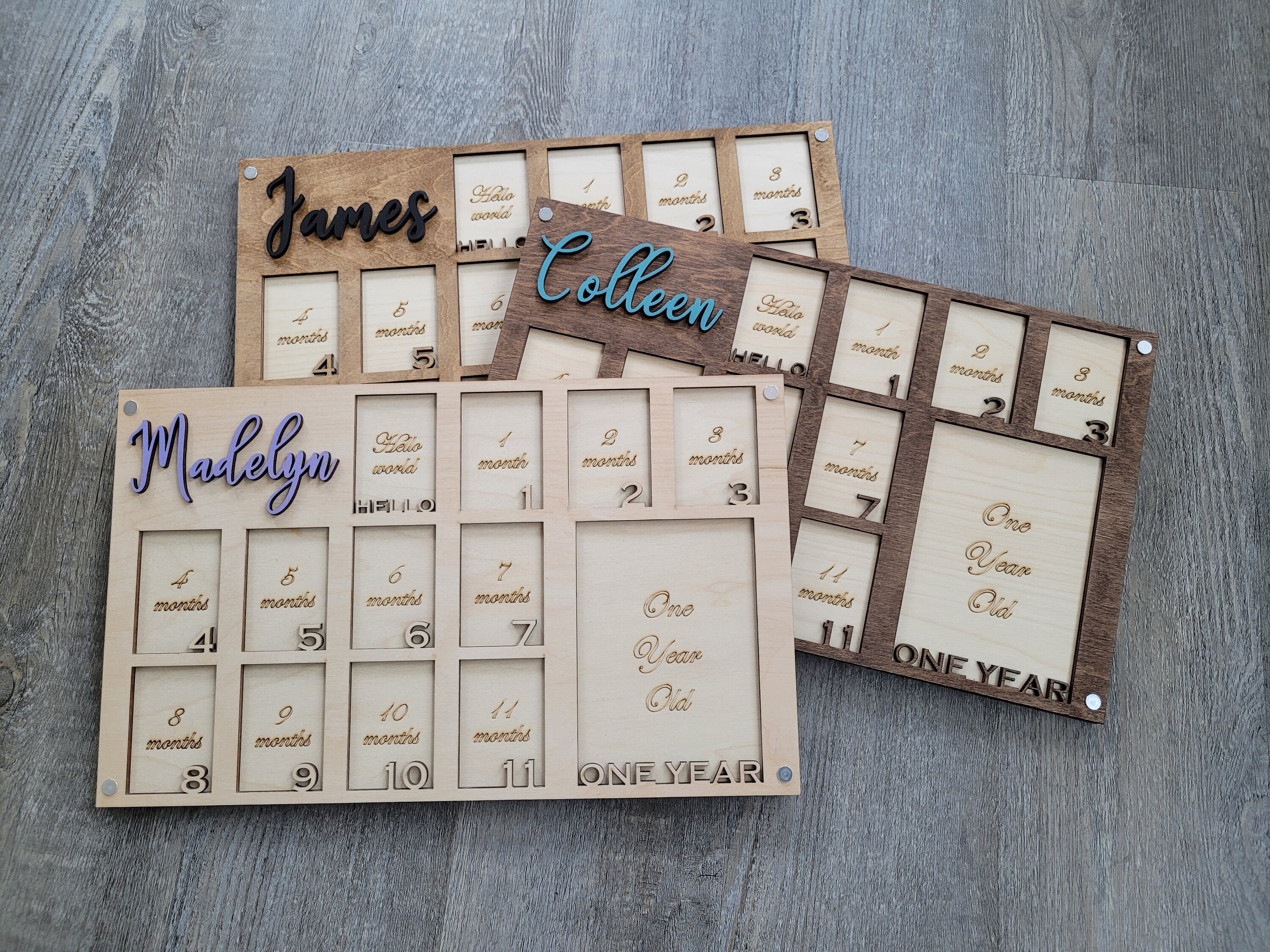 Personalized Baby's Monthly Picture Frame - Newborn to One Year Old - Etsy
