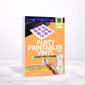 Party Printable Vinyl: 8.5x11 Glossy Inkjet Waterproof Sticker Paper, 50 sheets image 1