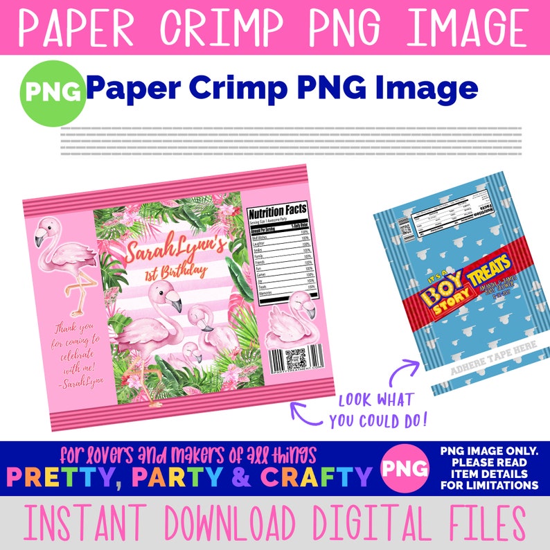 PNG Paper Crimps, Paper Crimp Image, Chip Bag Crimp, Party Favor Crimp, Crimp Paper Edges PNG Digital Instant Download image 1