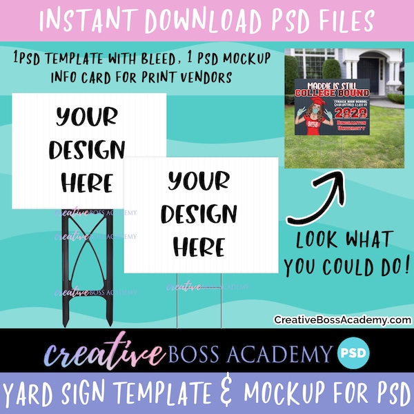 Yard Sign Mockup, Yard Sign Template, Lawn Sign Mockup, Lawn Sign template, PSD bewerkbare ontwerpsjabloon