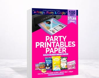 Party Printable Paper: 8.5x11 Thin Glossy Inkjet Paper for Chip Bags 100 sheets, 140gsm