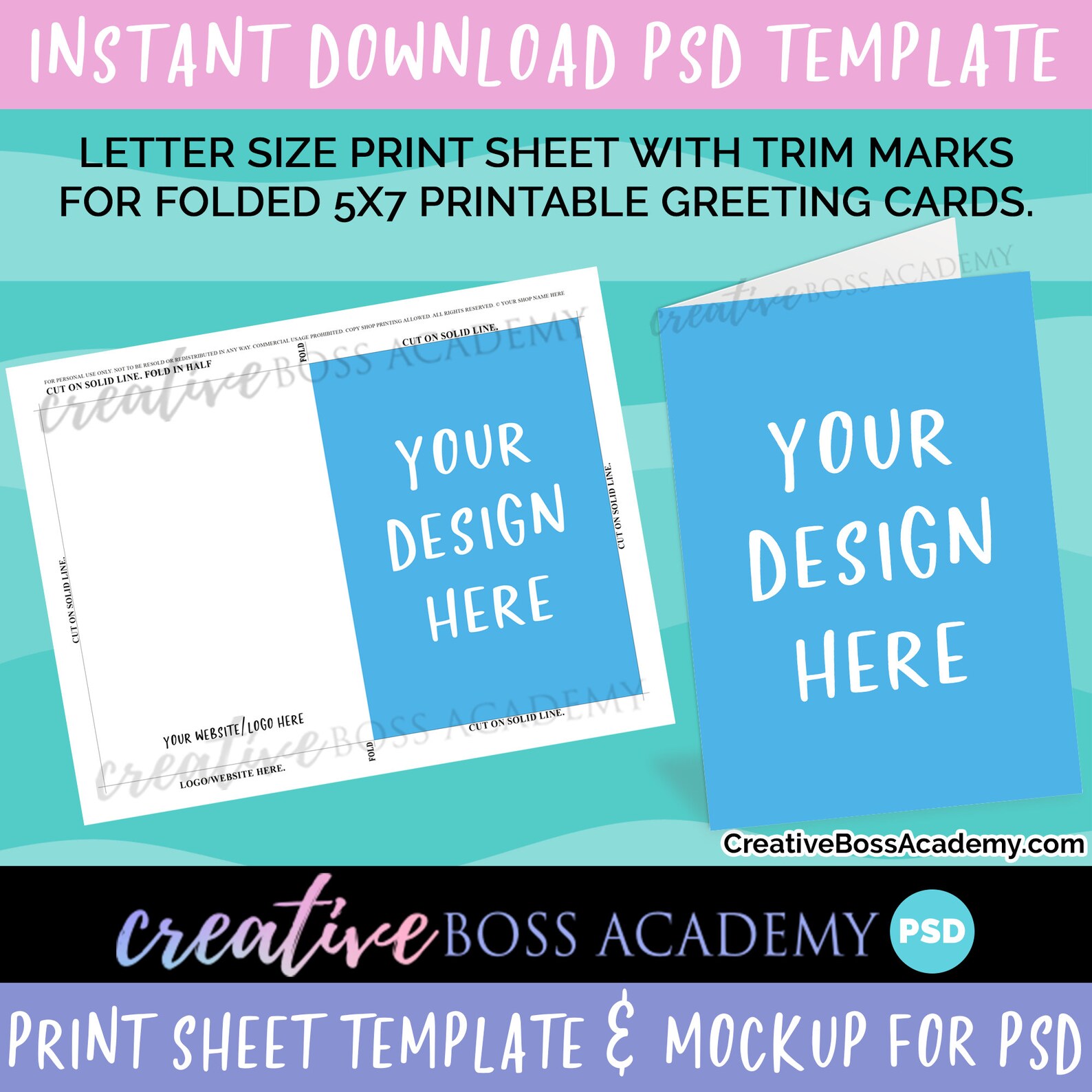 Greeting Card Template Greeting Card Mockup Folded 5x7 Etsy