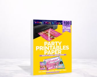 Mini Party Printable Paper: 5x7 Thin Glossy Inkjet Paper for mini party favor treat wrappers, 100 sheets, 140gsm