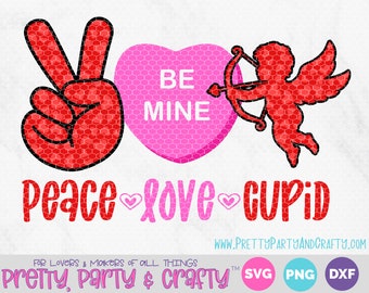 Peace Love Cupid svg, Valentine's Day svg, Valentine, Valentine Sublimation design  SVG, DXF & png Cutting File