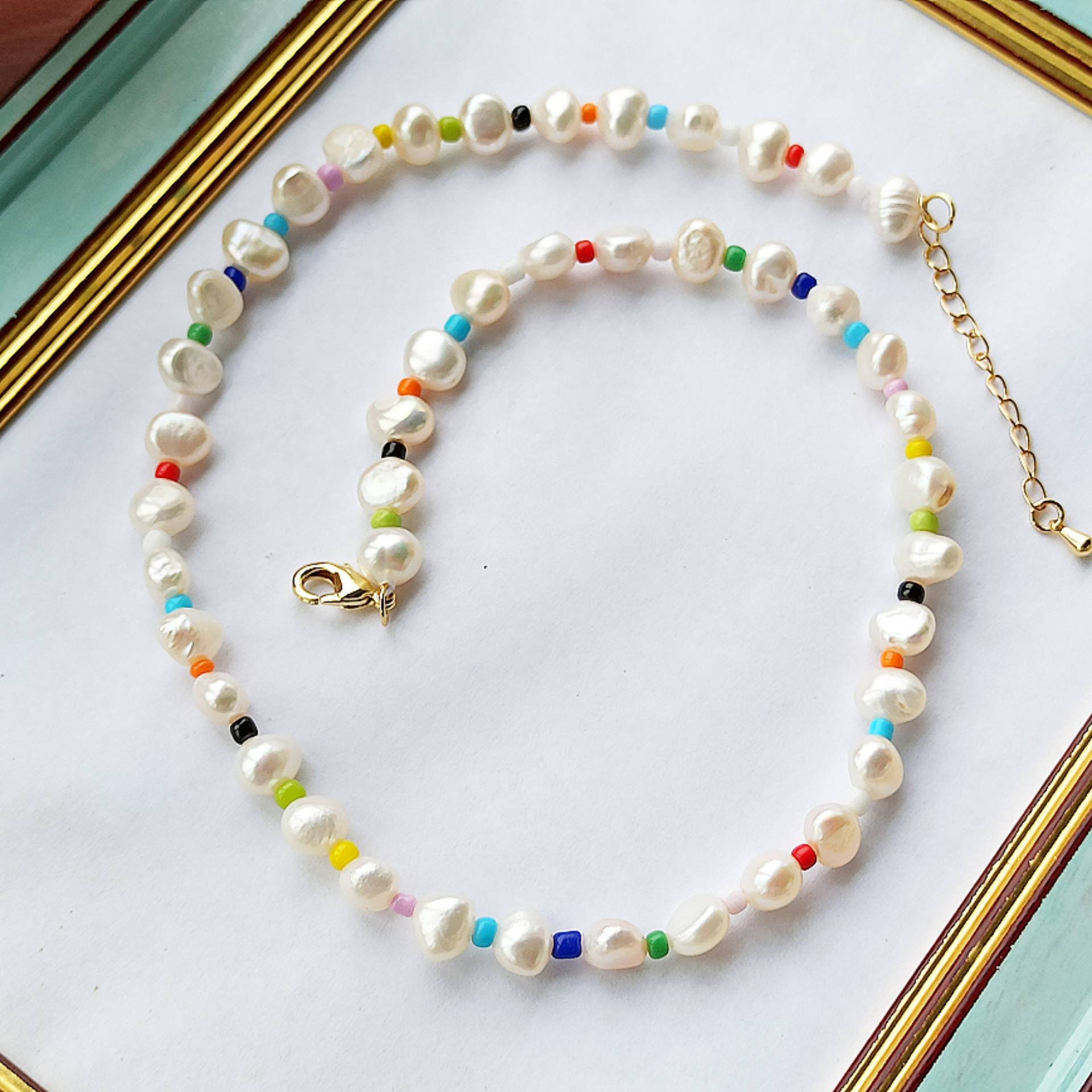 PEARL CANDY / Necklace With Natural Freshwater Pearls / Beaded Etsy